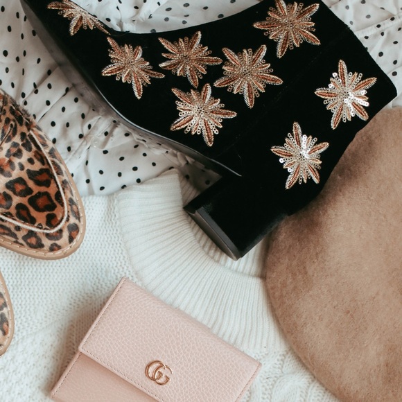 & Other Stories Black Velvet Ankle Boots with Gold Floral Embellishments - Picture 2 of 16